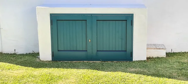 Green aluminium sectional garage door